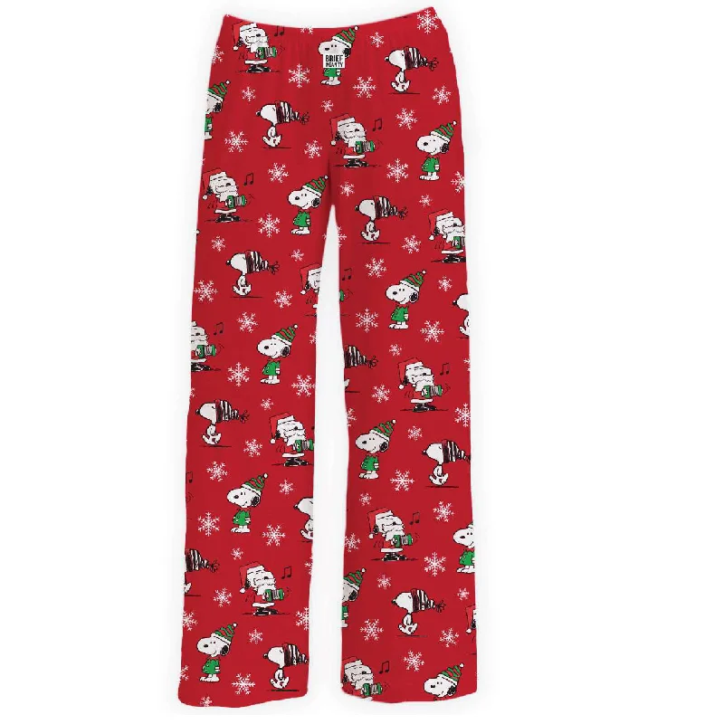 Snoopy Christmas Red Lounge Pants with Snowflakes Classic Cropped Pants
