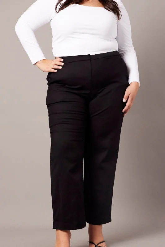 Black Slim Pants High Rise Trendy Velvet Pants