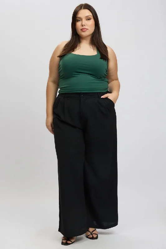 Black Tailored Wide Leg Pants Sleek Black Pants