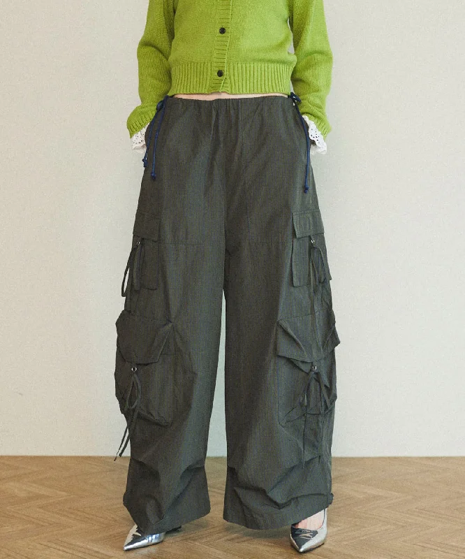 【25SPRING PRE-ORDER】Ribbon Design Cargo Pants Elegant Dress Pants
