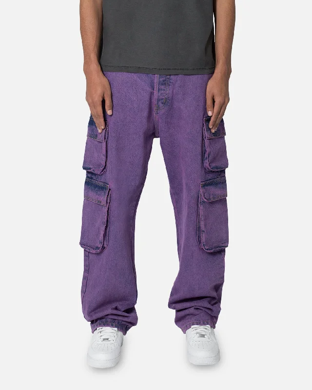 MNML V580 Baggy Cargo Pants Purple Slim Fit Casual Pants