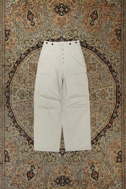 SUGARHILL RAW-EDGE CANVAS CARGO PANTS (IVORY WHITE) Classic Cropped Pants