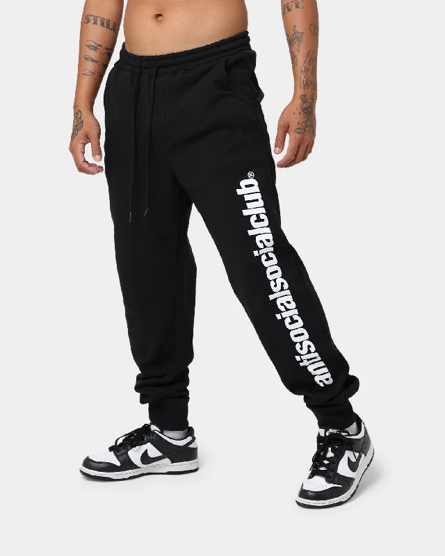 Anti Social Social Club Official Sweat Pants Black Elegant Silk Pants