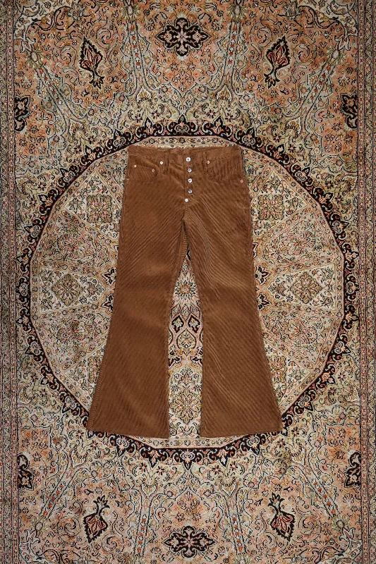SUGARHILL CORDUROY BELL BOTTOM DEMIN PANTS(BROWN) Comfortable Pleated Pants