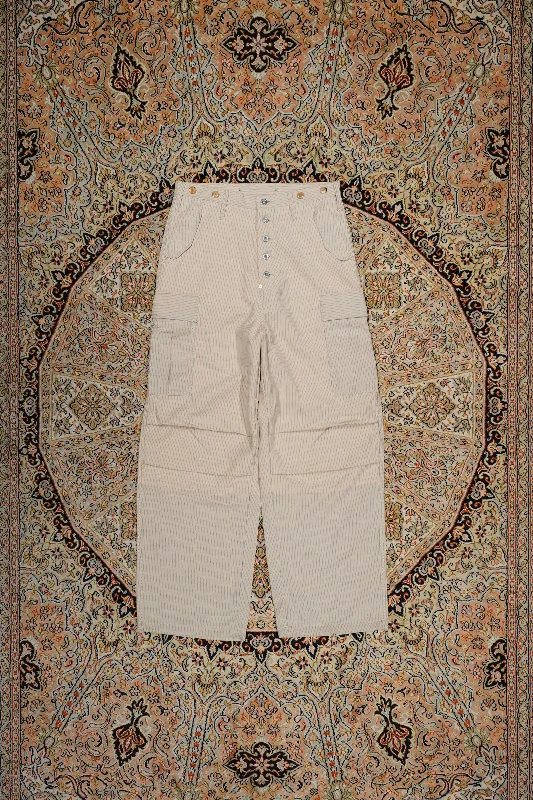 SUGARHILL WOOL LINEN HICKORY ARMY CARGO PANTS(HICKORY) Stylish Elastic Waist Pants
