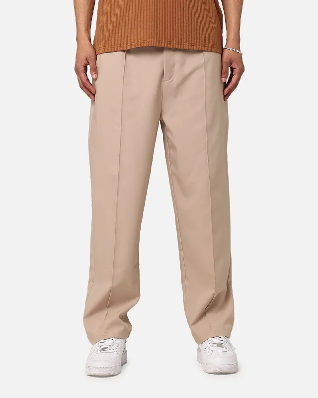 XXIII Creased Tailored Pants Tan Cozy Fitted Pants