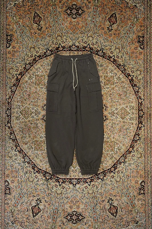 SUGARHILL RAW EDGE CARGO SWEAT PANTS (CHARCOAL BLACK) Classic Pleated Pants