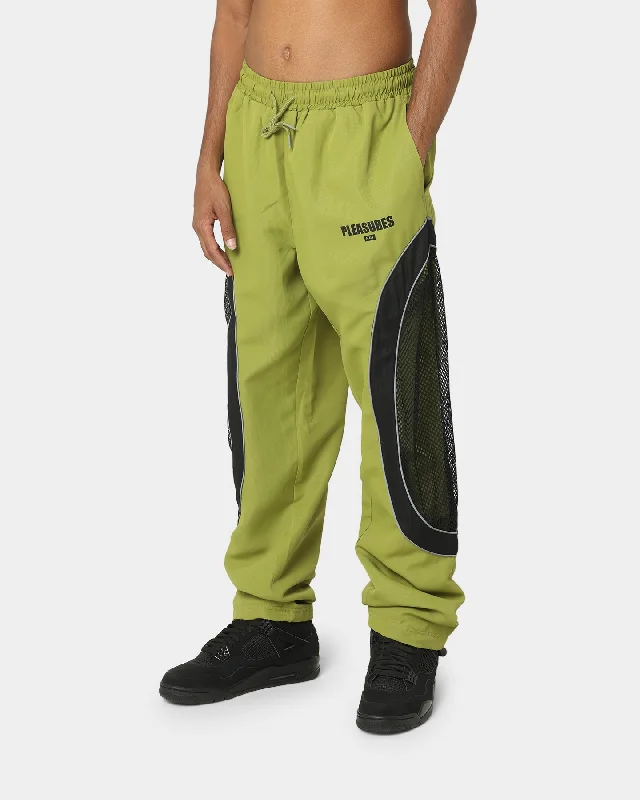 HUF X Pleasure Darton Track Pants Green Relaxed Fit Trousers