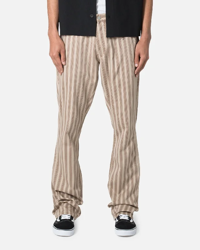 MNML B389 Striped Flare Pants Brown Soft Sweatpants Style