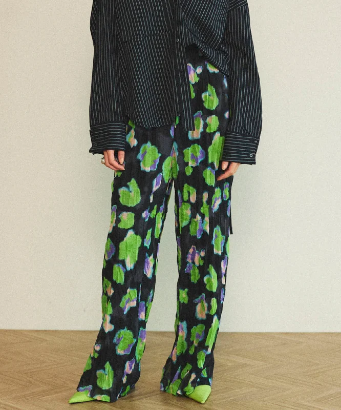 【25SPRING PRE-ORDER】Floral Pattern Pleated Easy Pants Stretch Fit Pants