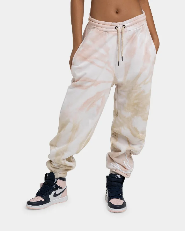 Karl Kani Signature Tie Dye Pants Light Sand Elegant Wool Trousers