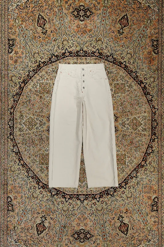 SUGARHILL RAW-EDGE CANVAS DENIM PANTS (IVORY) Fashionable Button-Up Pants