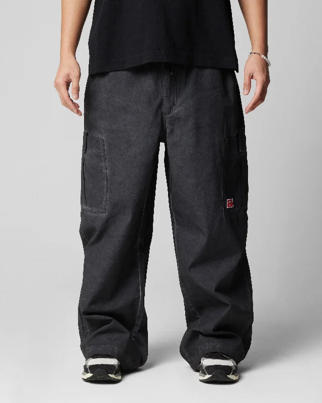 Loiter Kraven Parachute Pants Washed Black Fashionable Button-Up Pants