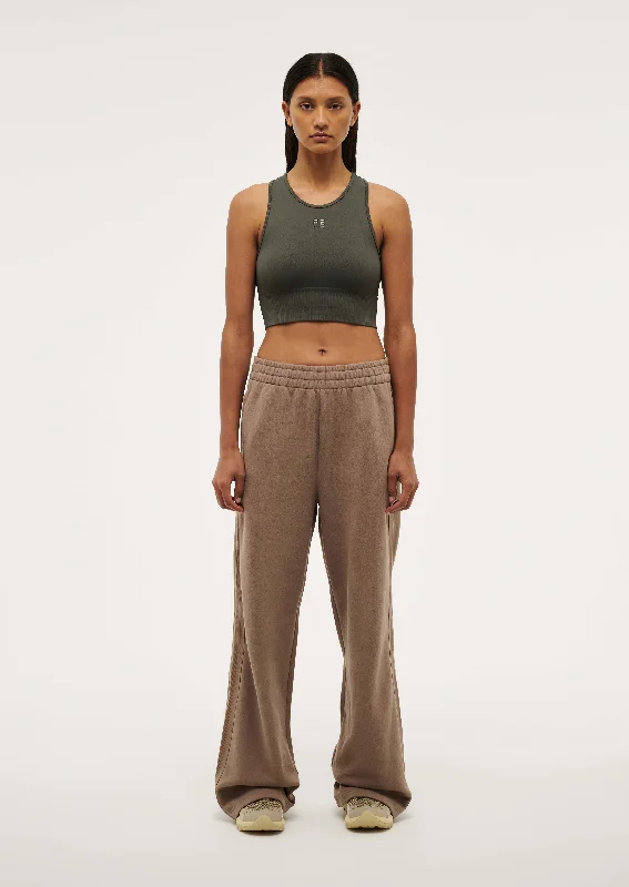ADVENTURE TRACK PANT IN TAUPE Chic Faux Leather Pants