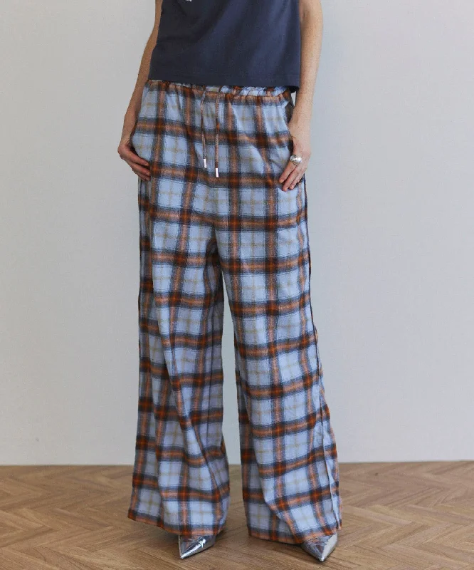 【25SPRING PRE-ORDER】Plaid Pattern Easy Pants High-Waist Jeans