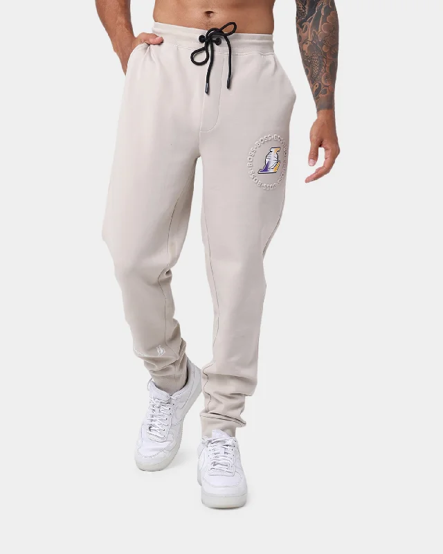 Hugo Boss X NBA Basic Jogg Los Angeles Lakers Sweat Pants Light Beige High-Waist Yoga Pants