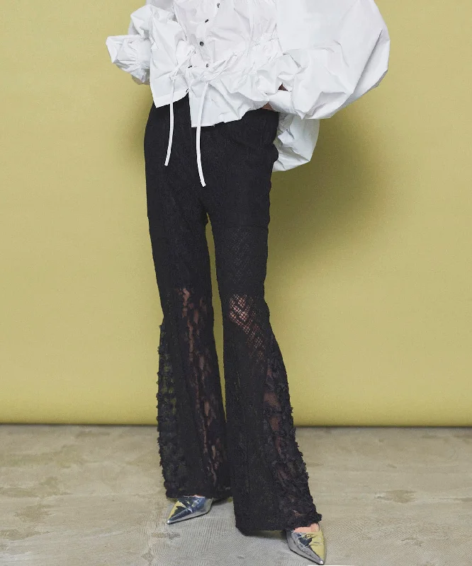 【25SPRING PRE-ORDER】Lace Fabric Flare Pants Fashionable Work Pants