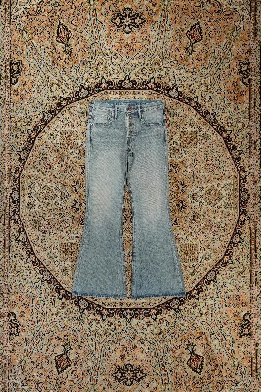 SUGARHILL FADED BELL-BOTTOM DENIM PANTS Fashionable Button-Up Pants