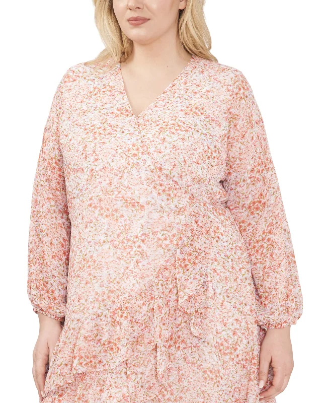 L/S  RUFFLED WRAP FRT DRESS | NEW IVORY