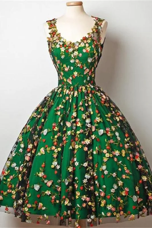 Vintage Green And Black Embroidery Lace Homecoming Dresses Sweet 16 Dresses      cg23227