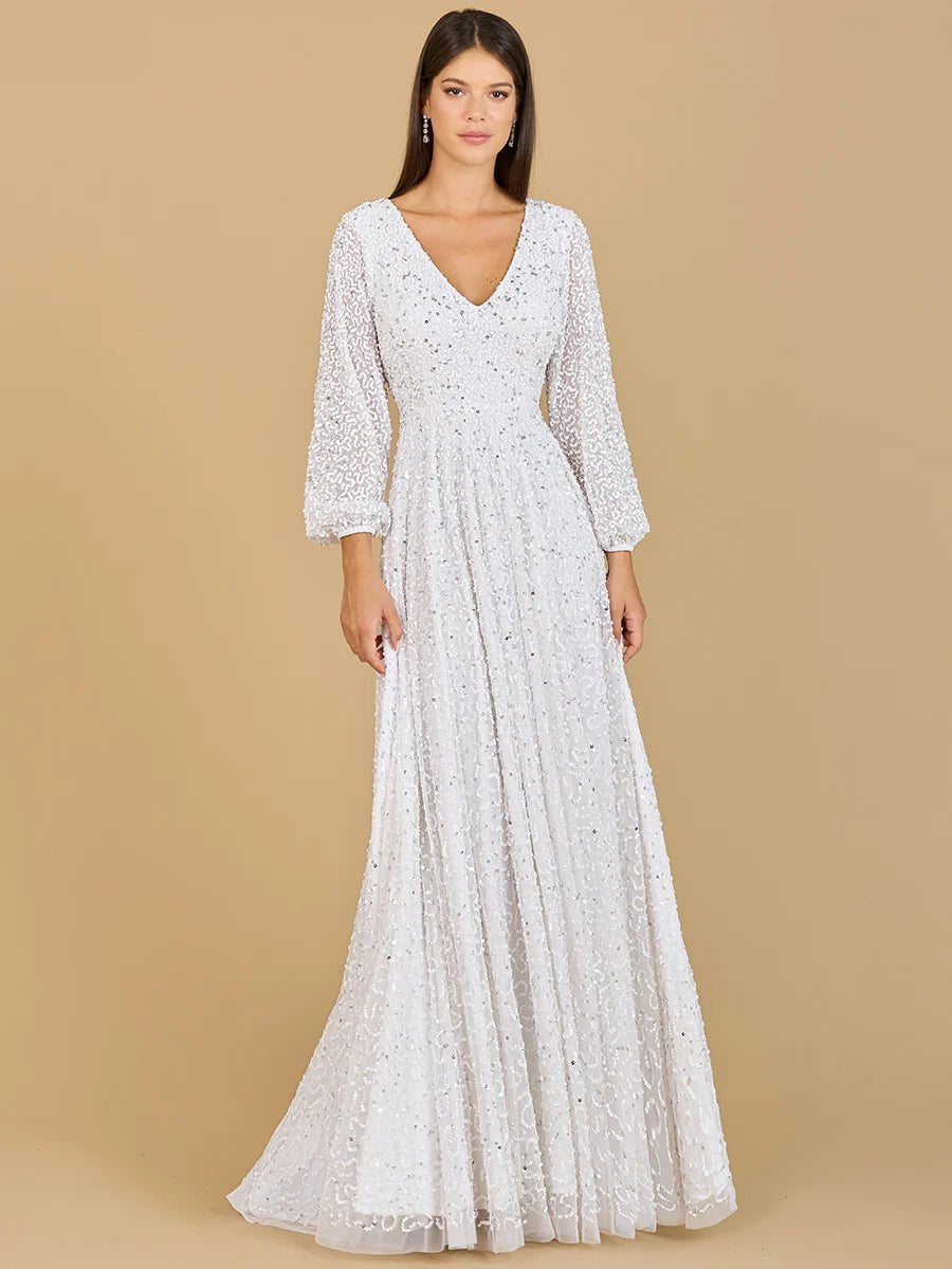 Lara 51124 Long Sleeve, Beaded A-line Bridal Dress