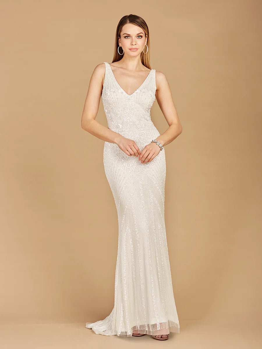 Lara 51129 Lara V-neck Beaded Bridal Dress