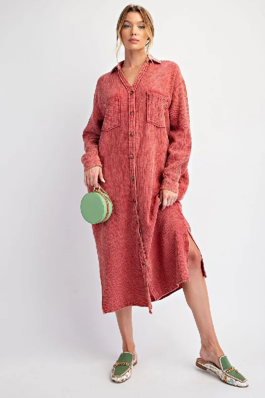 Gauze Button Down Dress