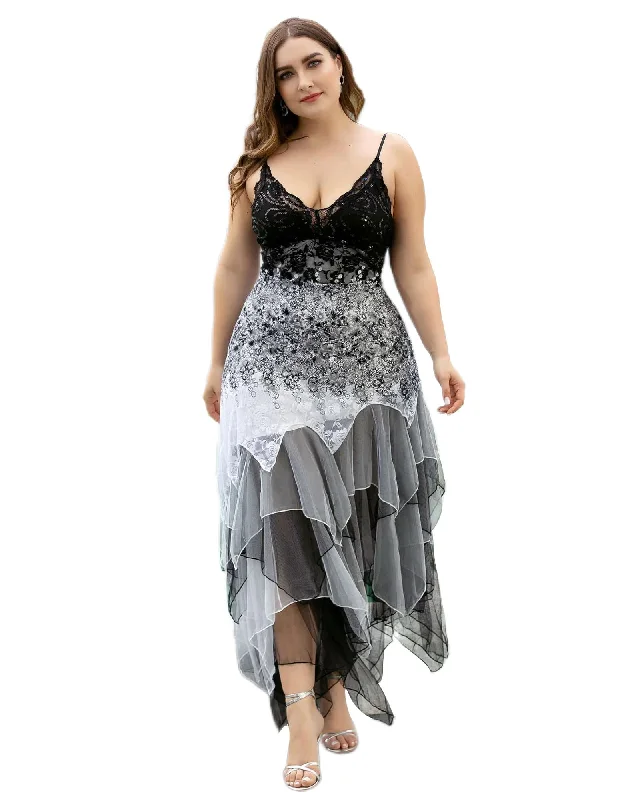 V Neck Asymmetrical Hems Cocktail Dresses | White