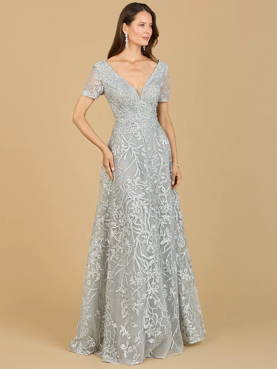 Lara 29193 Short Sleeve Lace a-line Dress With V-neckline