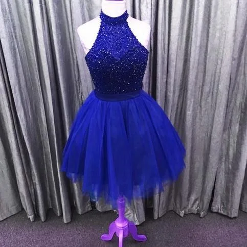Sparkly beading halter tulle homecoming dress    cg22150