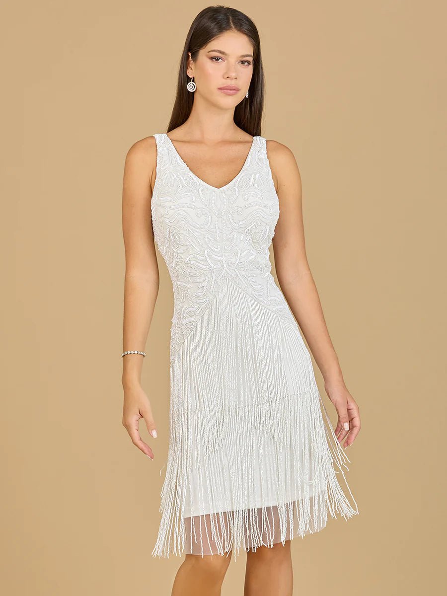 Lara 51134 Beaded Fringe Cocktail Dress