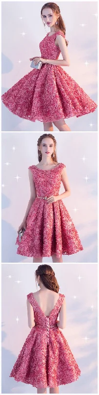 A-Line Sashes Cap Sleeves Crystal Knee-Length Homecoming Dress           cg23295