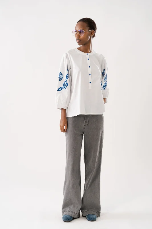 Lollys Laundry  - Faithful Blouse - White Puff Sleeve Blouse