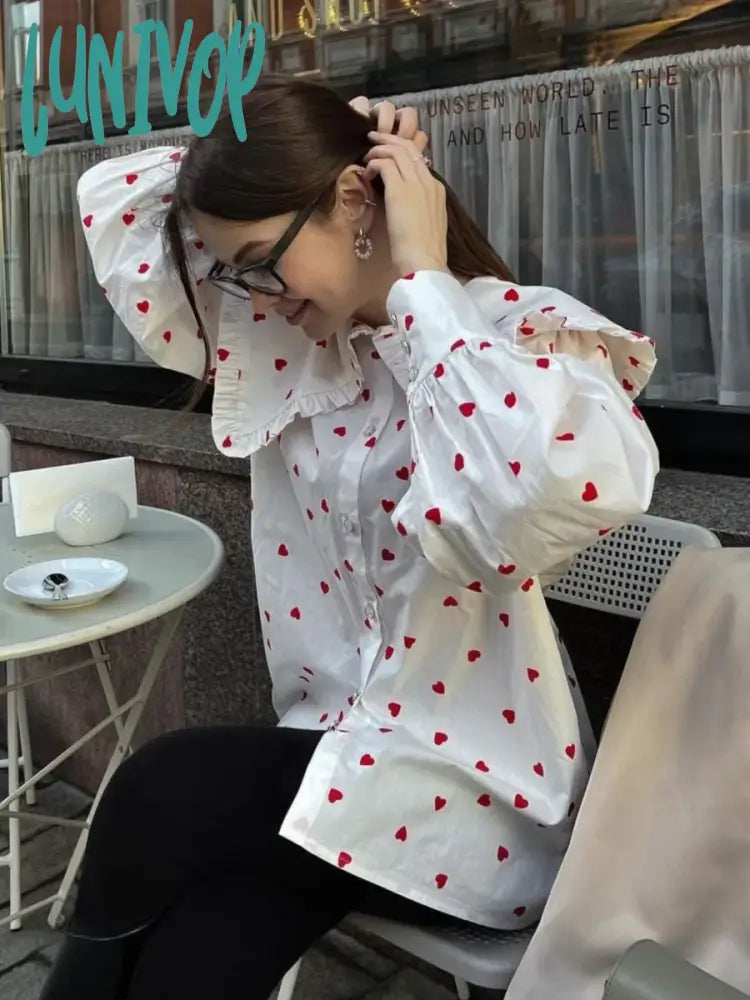 Lunivop Heart Graphic Shirts For Women 2024 Spring New Casual Chic Single Breasted Lantern Sleeve Blouses Female Casual Fashion Blouse Embroidered Floral Blouse Lunivop Heart Graphic Shirts For Women 2024 Spring New Casual Chic Single Breasted Lantern Sleeve Blouses Female Casual Fashion Blouse Embroidered Floral Blouse