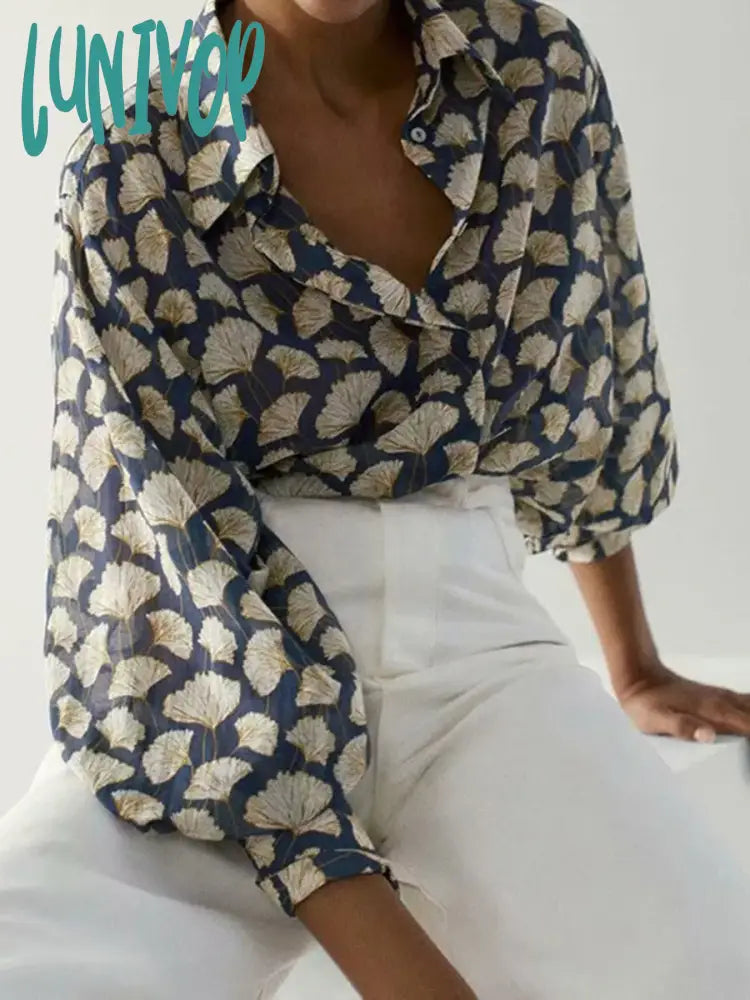 Lunivop Leaves Printed Shirts For Women Single Breasted Long Sleeve Lapel Collar Casual Blouses 2024 New Spring Elegant Fashion Blouse Flowy Bohemian Blouse Lunivop Leaves Printed Shirts For Women Single Breasted Long Sleeve Lapel Collar Casual Blouses 2024 New Spring Elegant Fashion Blouse Flowy Bohemian Blouse