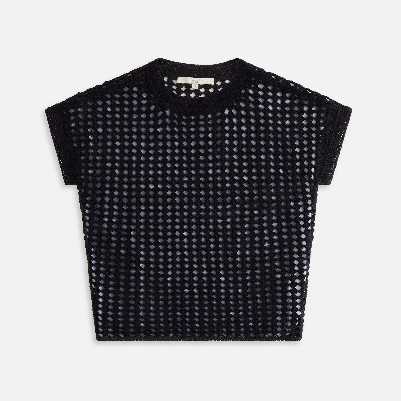 Kith Women Rhea Knit Tee - Black Embroidered Appliqued Beaded