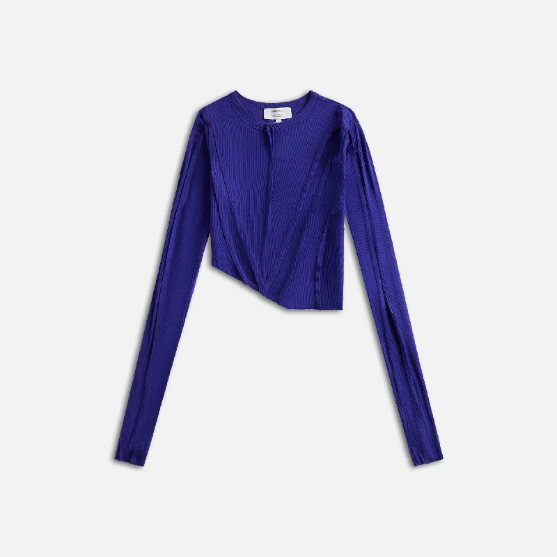 Sami Miro Vintage Asymetric Long Sleeve Tee - Amethyst Asymmetrical Pockets Print
