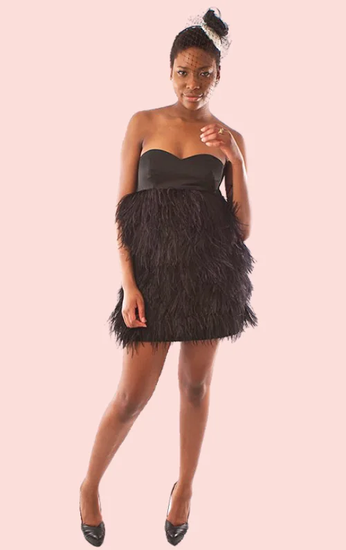 Jodi Feather Dress - Black