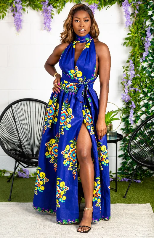 African Print Blue Infinity Multiway Maxi Dress - FRANCA Comfortable Casual Maxi Dress African Print Blue Infinity Multiway Maxi Dress - FRANCA Comfortable Casual Maxi Dress
