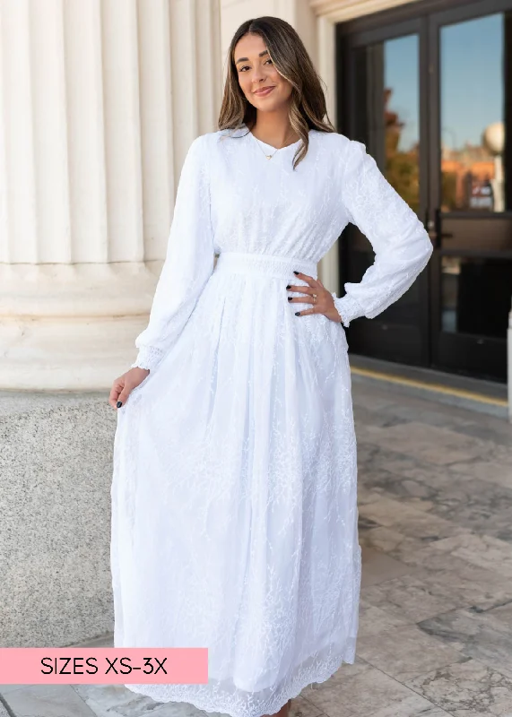 Aylee White Embroidered Maxi Dress Classic Solid Maxi Dress