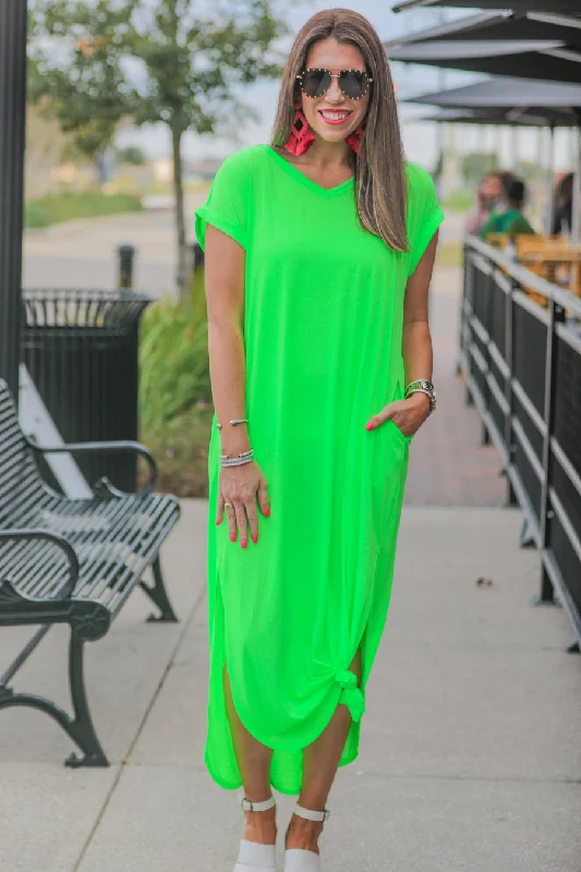 Beach Side Neon Maxi Dress Comfortable Flowy Maxi Dress