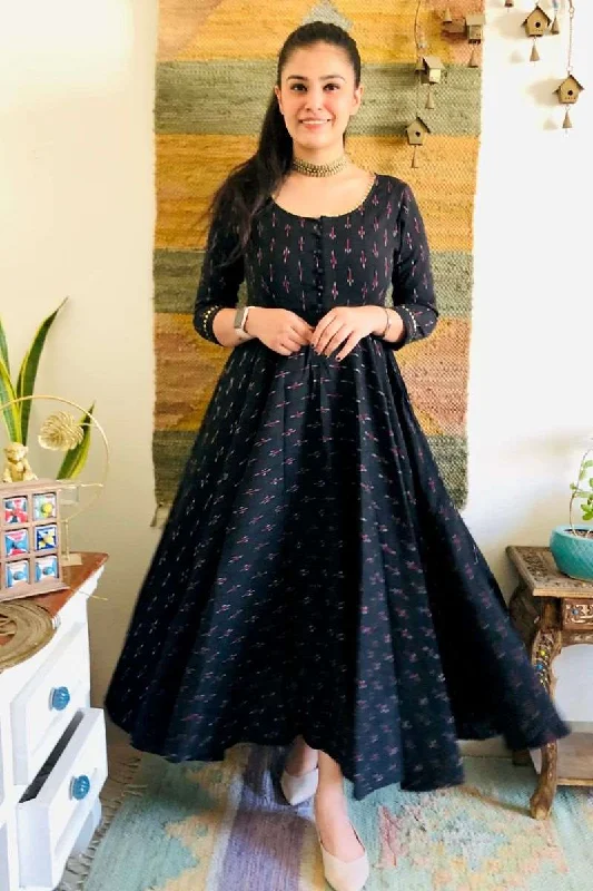 Black Ikat Twirl Maxi Dress Cozy Ribbed Maxi Dress