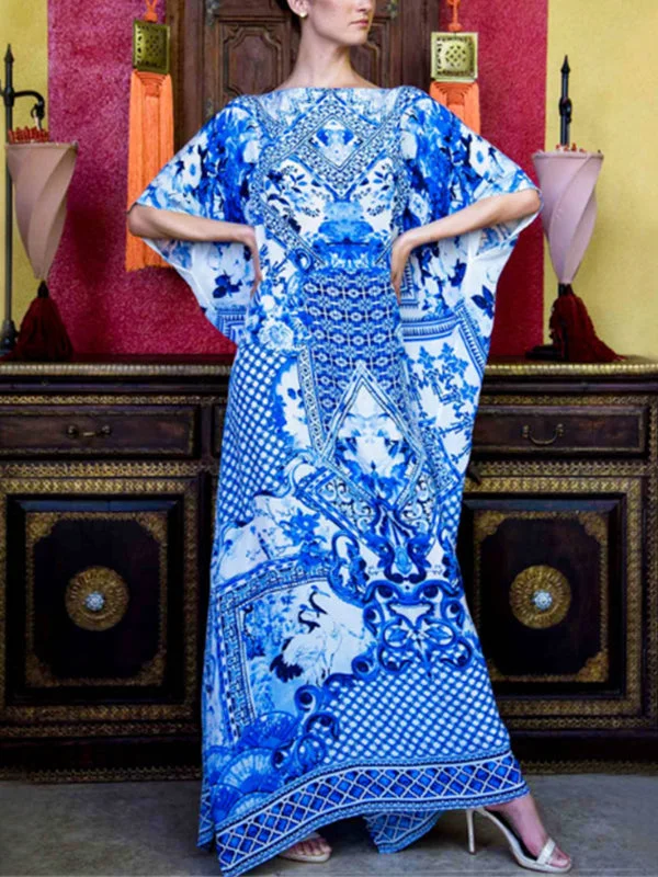 Bohemia Loose Printed Beach Cover-ups Maxi Dress Chic Button-Up Maxi Dress