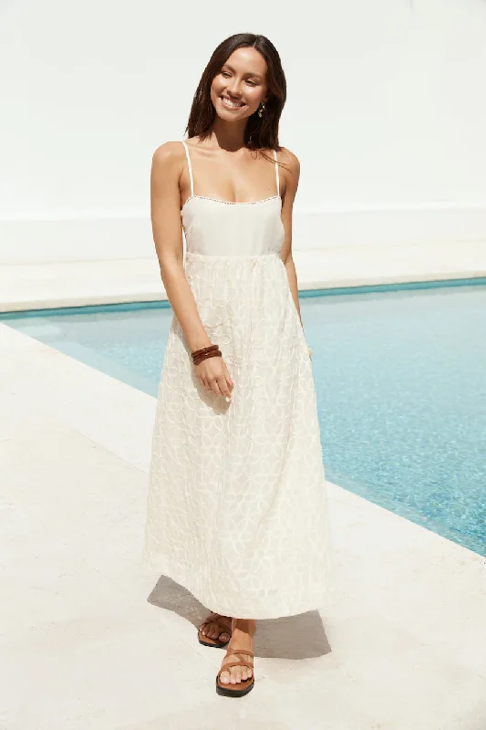 Caramel Skies Maxi Dress Cream Comfortable Casual Maxi Dress