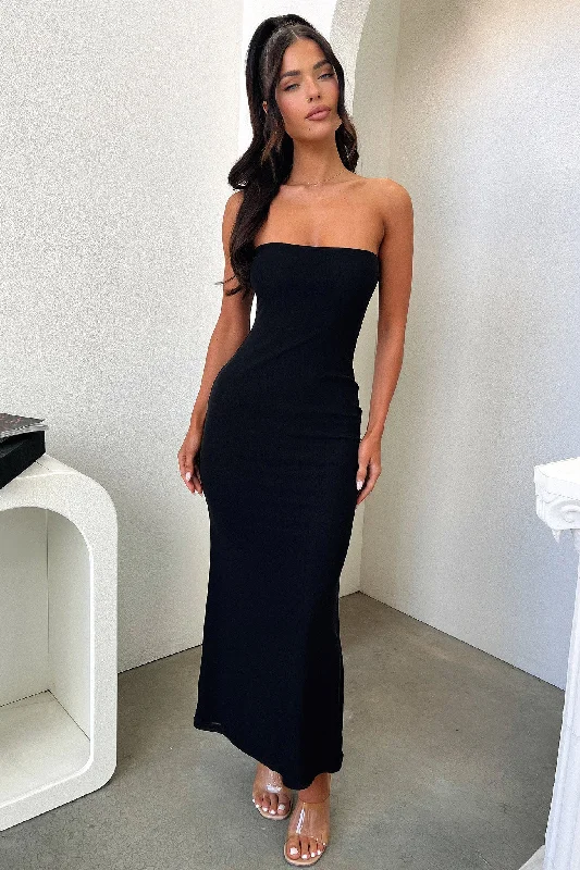 Carina Maxi Dress - Black Trendy Short Sleeve Maxi Dress