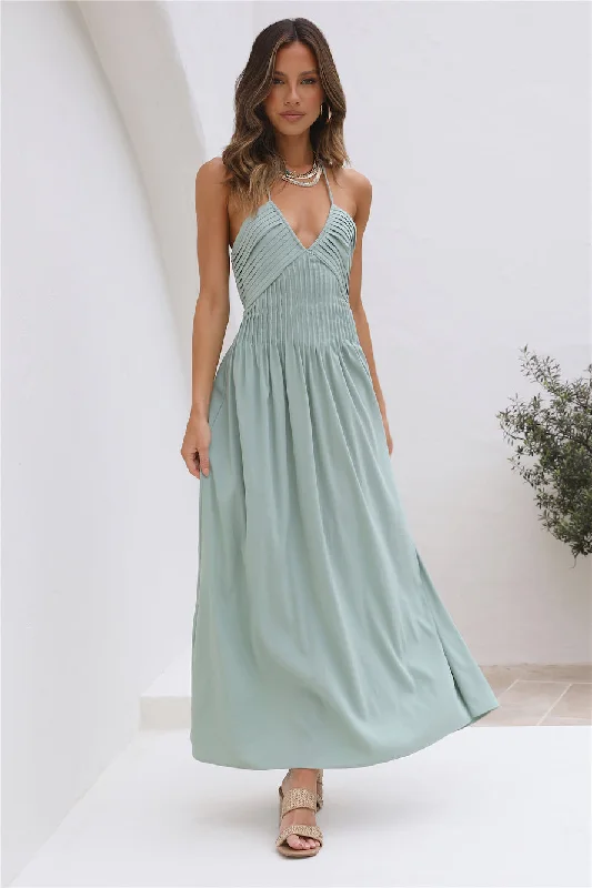 Cross My Heart Maxi Dress Sage Trendy A-Line Maxi Dress