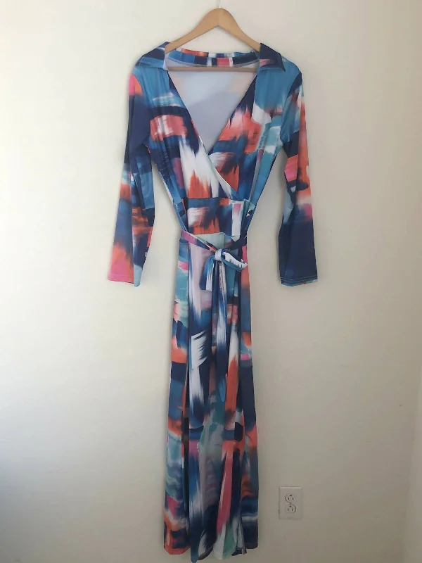 Deep V neck waist tie Maxi Dress Fashionable Sheer Maxi Dress