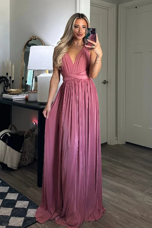 Enough For You Wrap Maxi Dress: Marsala Comfortable Maxi Dress with Sleeves