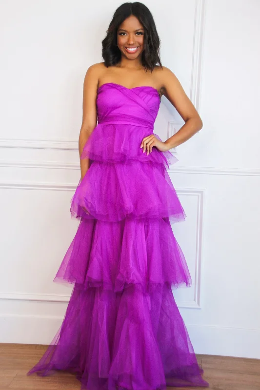 Fairytale State of Mind Tiered Tulle Maxi Dress: Electric Orchid Comfortable Pleated Maxi Dress Fairytale State of Mind Tiered Tulle Maxi Dress: Electric Orchid Comfortable Pleated Maxi Dress