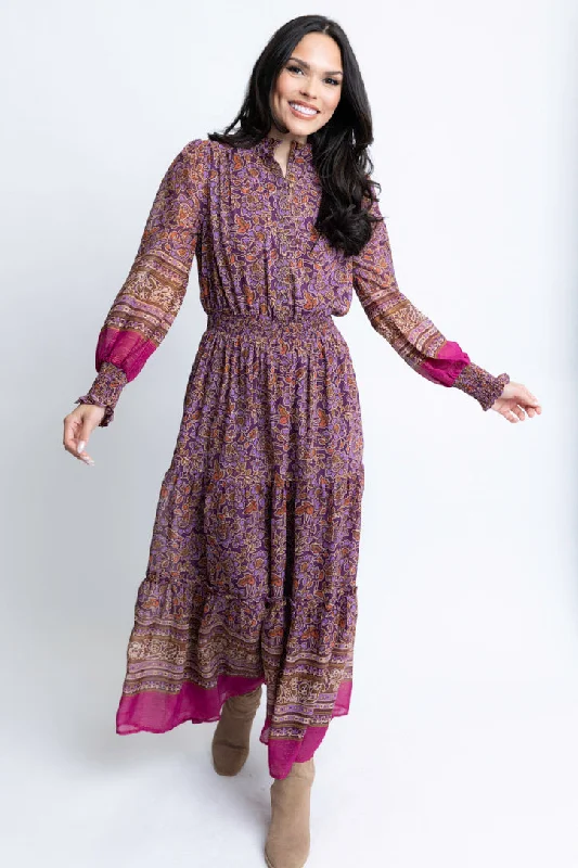 Floral Chiffon Metallic Thread Maxi Dress Cozy Longline Maxi Dress